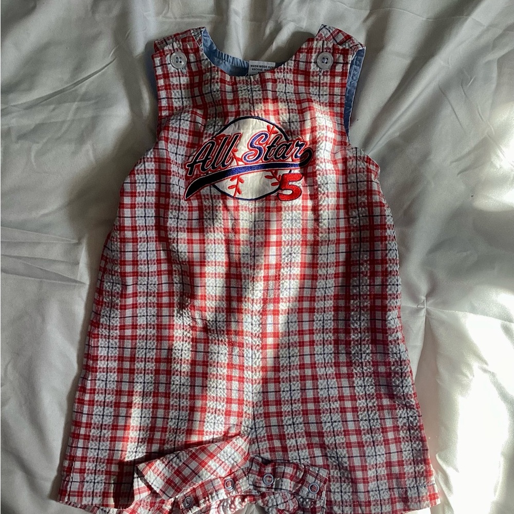 Red Plaid All Star Baby Romper
